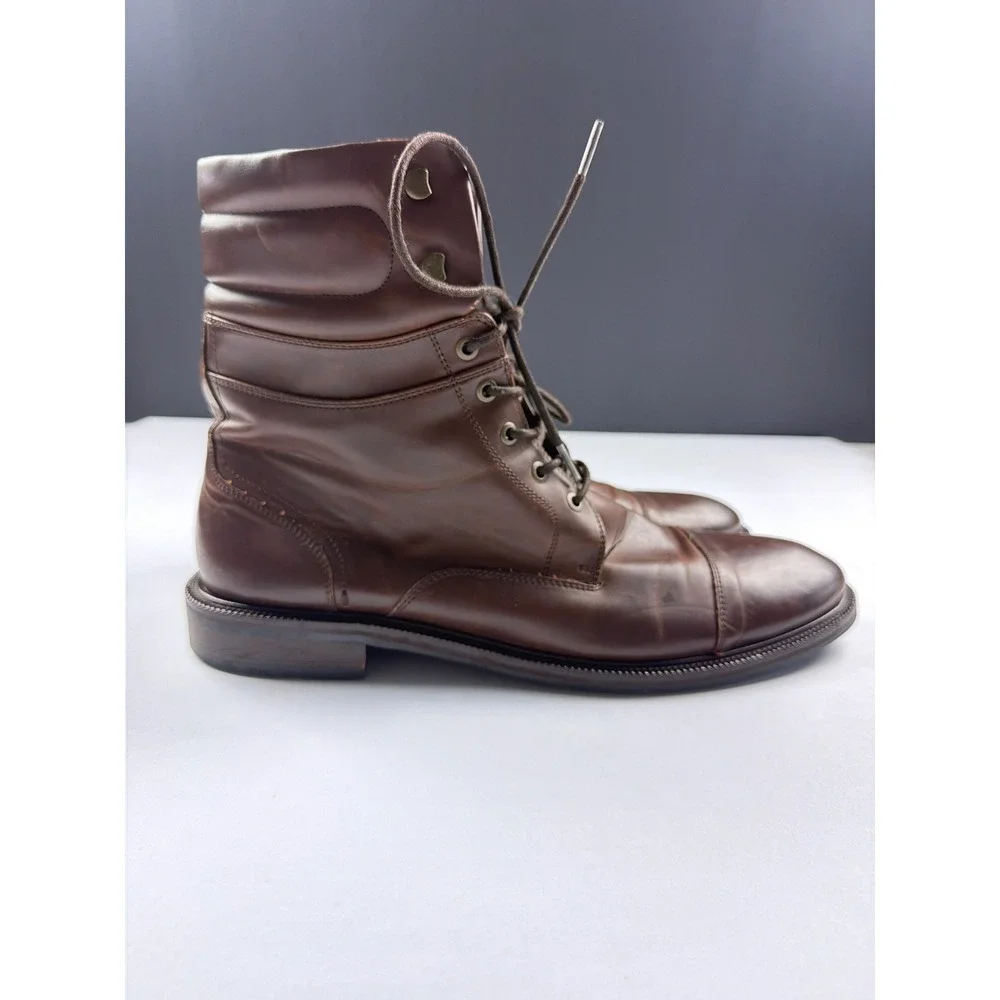 2016 Kenneth Cole Reaction Mens Lets Roll Brown Cap Toe Padded Collar Boots 13M
